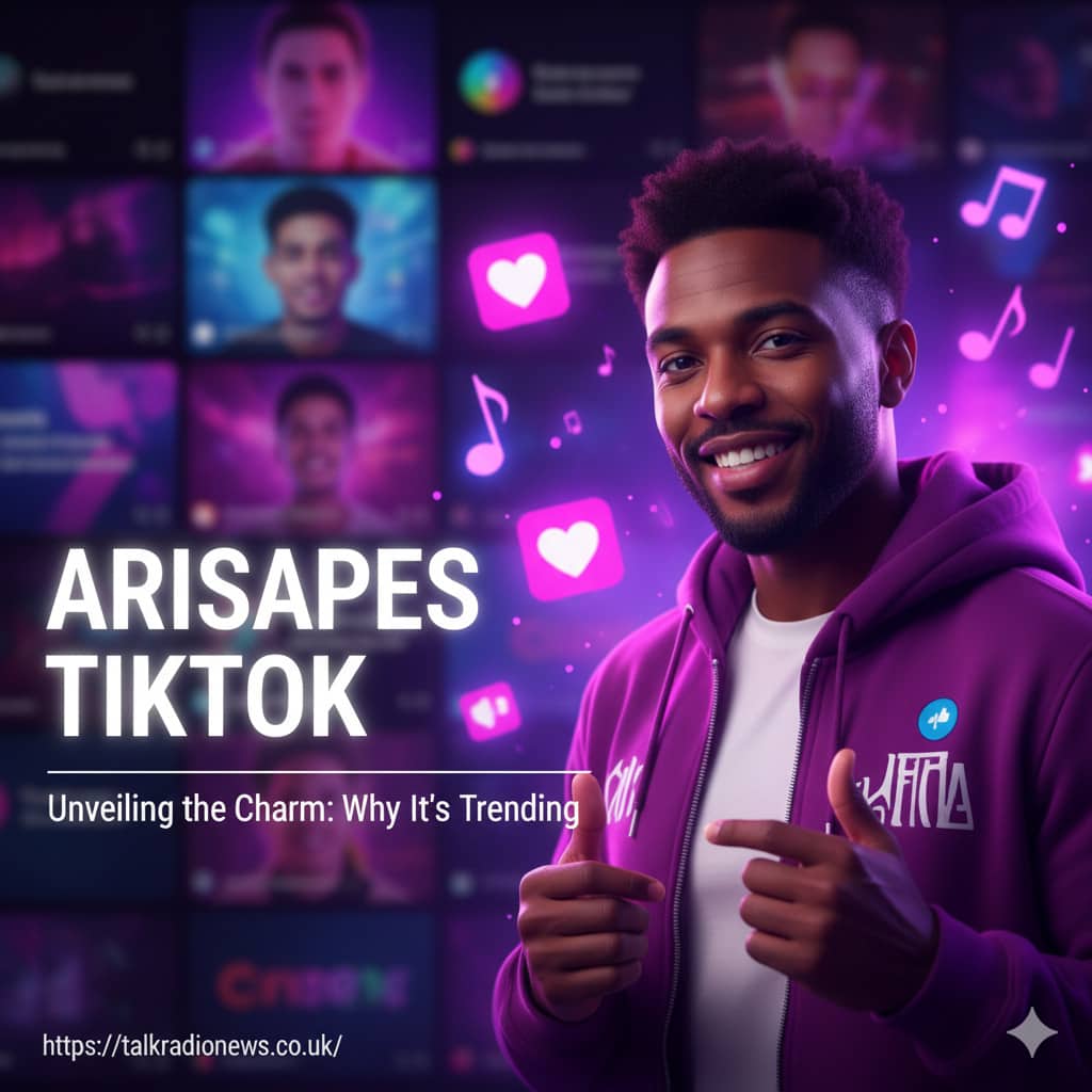 Smartphone screen displaying the Arisapes TikTok profile page with colorful video thumbnails.