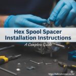 A mechanic installing a hex spool spacer on a metal shaft using a wrench.