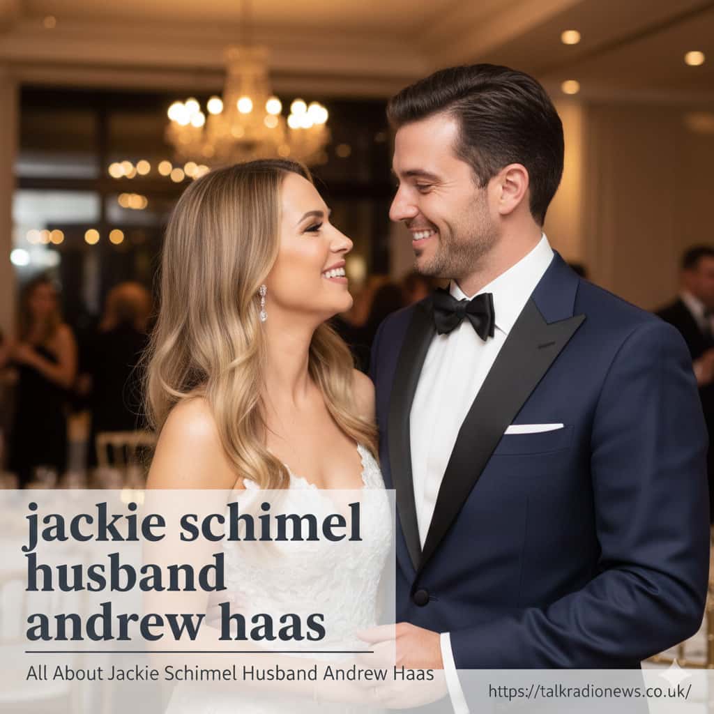 A smiling picture of Jackie Schimmel and her husband Andrew Haas at an event.