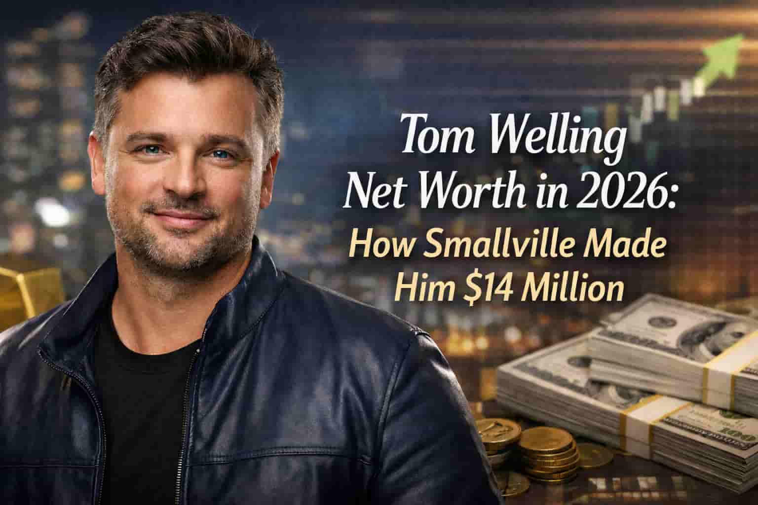 Tom Welling smiling confidently, representing his successful Hollywood career and $14 million net worth in 2026.