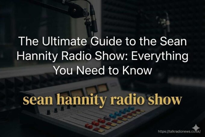  Sean Hannity speaking into a microphone during a live radio broadcast.