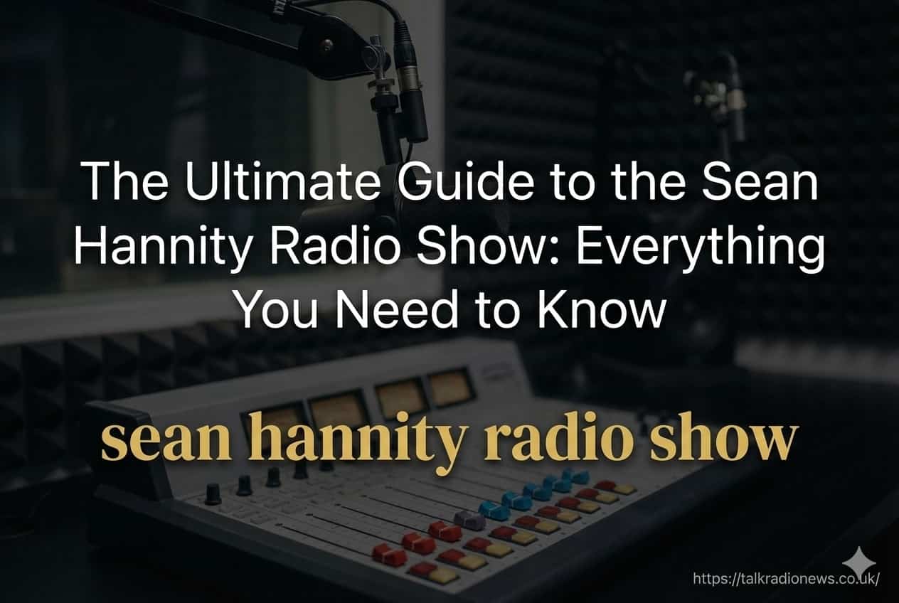  Sean Hannity speaking into a microphone during a live radio broadcast.