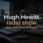 Hugh Hewitt speaking in a radio studio during a live broadcast