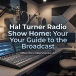 A microphone and headphones on a desk representing the Hal Turner radio show home broadcasting setup.