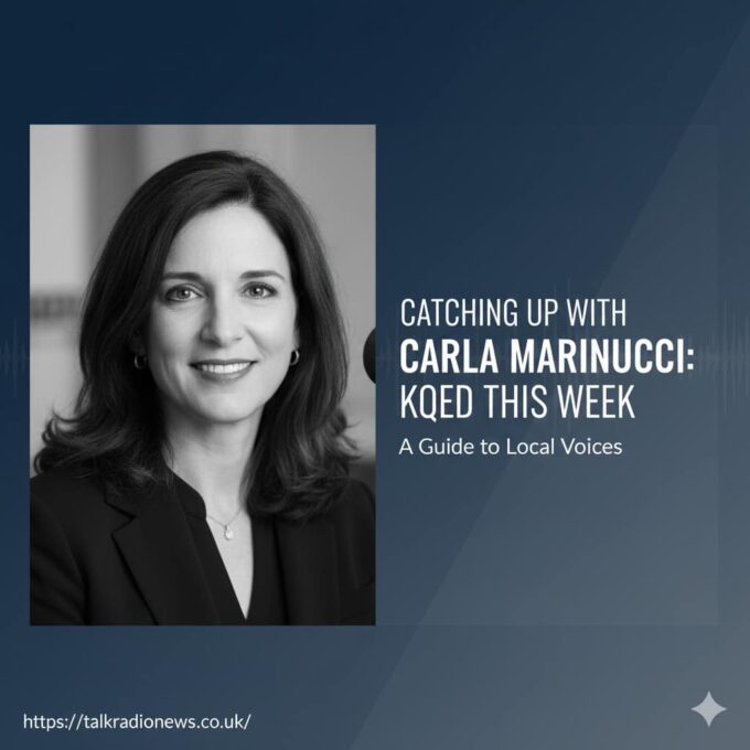  Carla Marinucci speaking during a political broadcast interview.