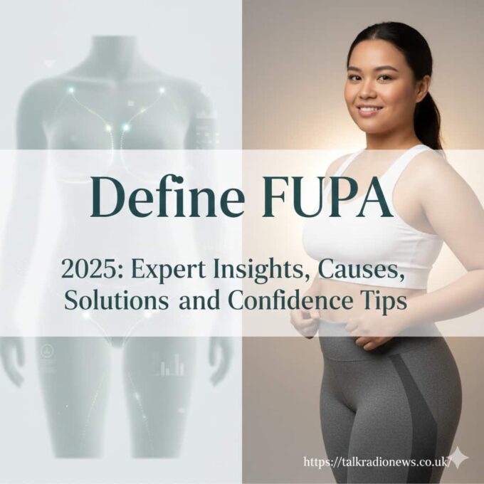 Illustration showing FUPA area with tips for reducing fat and boosting confidence