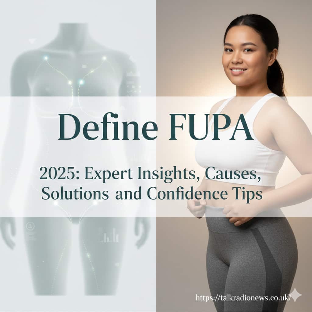 Illustration showing FUPA area with tips for reducing fat and boosting confidence