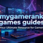 A gamer looking at mygamerank games guides on a tablet while holding a controller.