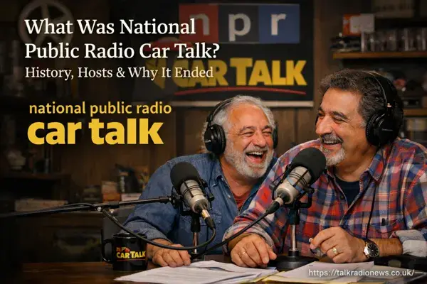 Tom and Ray Magliozzi hosting national public radio car talk in a live NPR studio setting