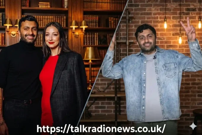 Nimesh Patel with his wife Amy Amin at a private event